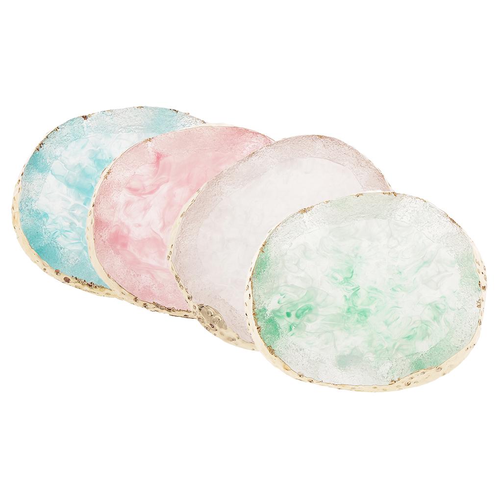 Resin Edge Imitation Agate Round Plate for Nail Art Palette Drink Coasters Cup Mat Pendants Home Decoration Ornaments