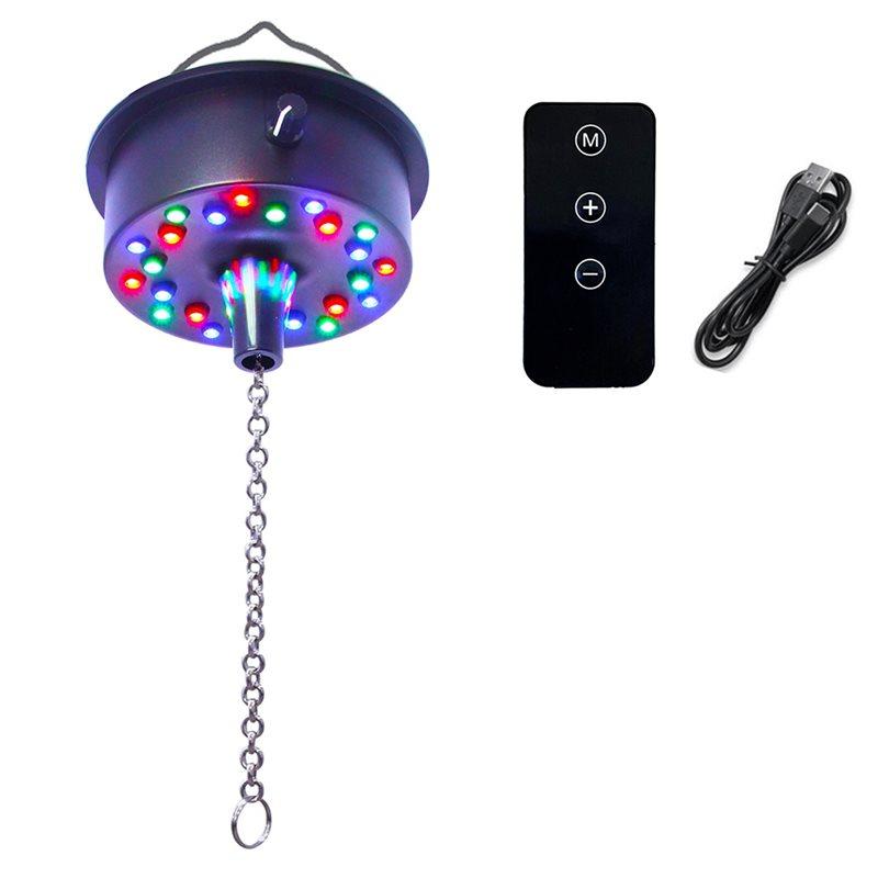 

ABMH-Mirror Ball Motor With 24 LED Lights& Remote Control For Disco Ball- Supports 4/6/8/12 Inch Sizes For Party Illumination чорний