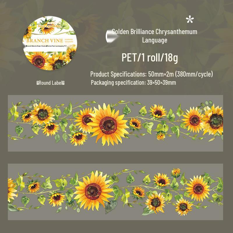 Beautiful Day PET Tape: Retro Plant & Vine Shadow Series Decorative Stickers