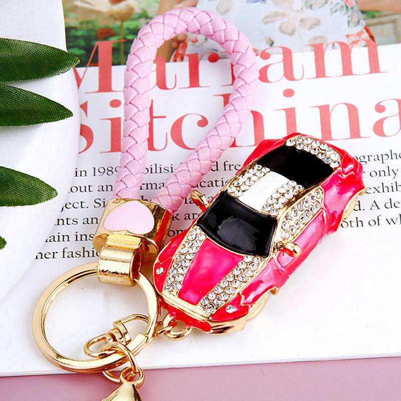 Full Rhinestone Crystal Car Shape Design Keychains For Women's Bags Decoration Bag Charm