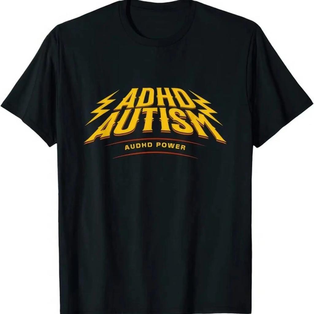 Audhs Power Autism Amp Adhs Awareness Lightning Bolts Streetwear T Shirt Vintage Breathable Fashion Comfortable