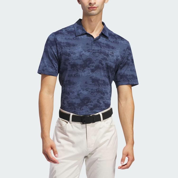 Adidas Go-To Printed Mesh Polo Shirt Men Polo Shirts Deep-Blue IU4428