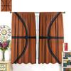 Rustic Basketball Curtain Vintage Texture Traditional Sport Print Window Curtains Kids Boys Teens With Rod Pocket Polyester