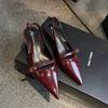 2025 Spring New Women Pointed Toe Sandal Shoes Fashion Shallow Slip On Ladies Elegant Slingback Shoes Thin Low Heel Pumps