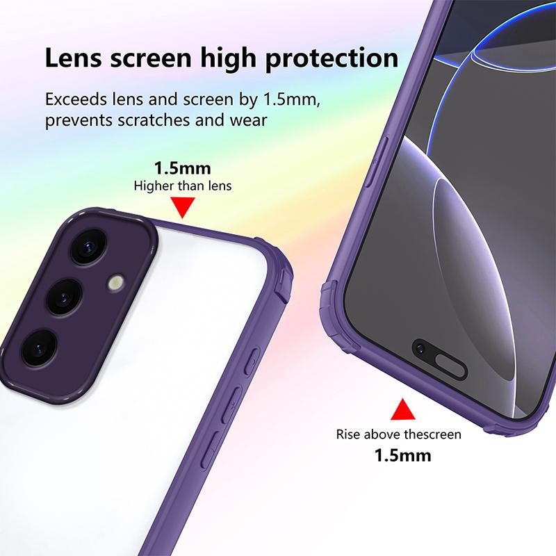 S24 Plus New Style Anti-slip Bumper Armor Phone Case For For Samsung Galaxy S25 Plus S24 Ultra Transparent Back Cover S25 FE