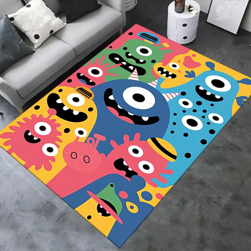 Monsters, Colorful, Ghost Face Office Carpet Soft Polyester Entrance Carpet Washable Non slip Machin