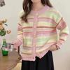 Early Autumn & Winter Women's Korean-Style Loose Striped Outerwear: Versatile Thin Knit Sweater Cardigan Coat