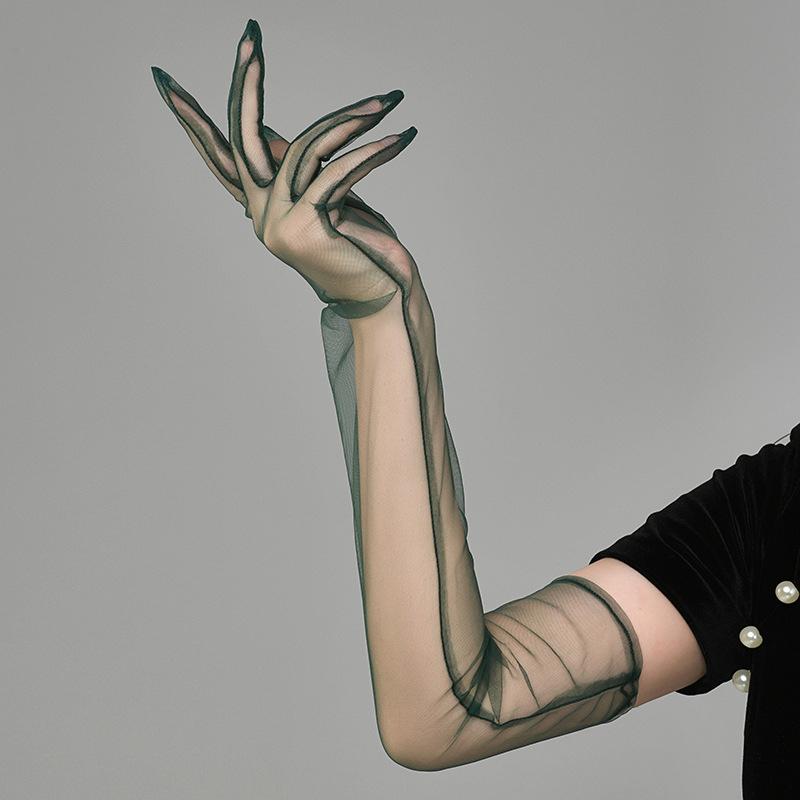 Casual Thin Mesh Lace Gloves Women S Black Silk Sexy Breathable Sunscreen
