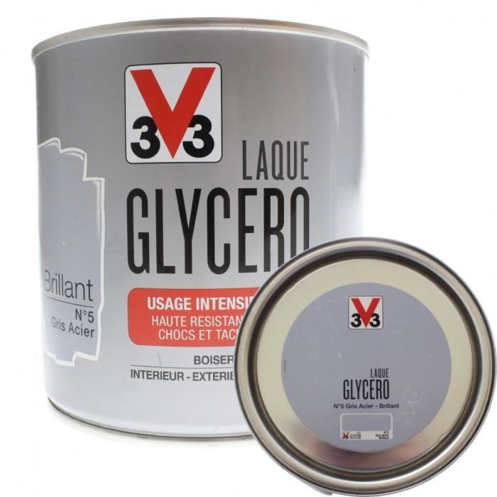 Laque - V33 - Gris Acier - 0,5L - Brillant - Monocouche - Glycérophtalique
