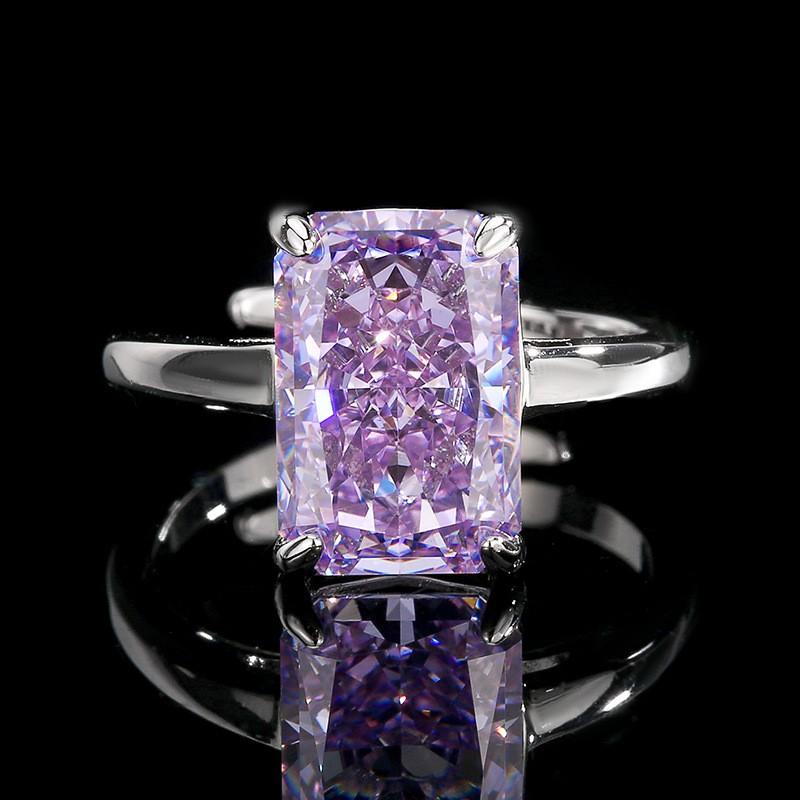 Womens Fashion Jewelry Set With Cubic Zirconia Ice Flower Cut Earrings Necklace Ring Purple Violet Tone Copper Alloy