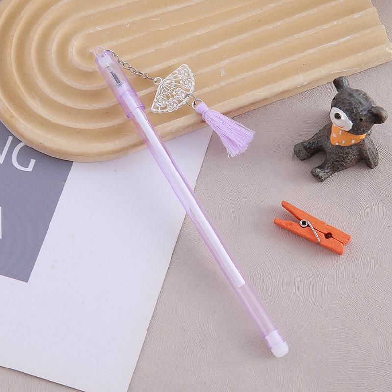 

1 шт. Канцелярские принадлежности, милый веер, кисточка, подвеска, гелевая ручка, школьные канцелярские принадлежности, креативная милая ручка