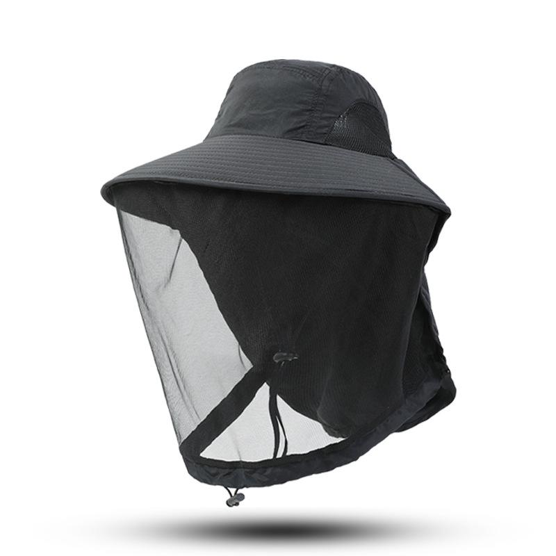 Four Seasons Solid Color Simple Outdoor Anti-mosquito and Anti-insect Fishing Cap Sunscreen Breathable Anti-bee Hat
