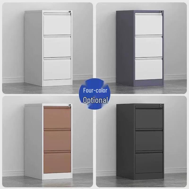 Grey-White Wide Four-Drawer Office File Cabinet