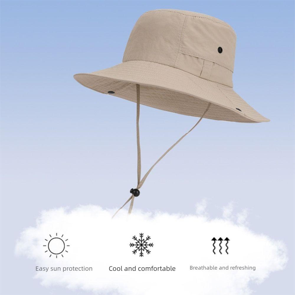 Casual Anti-UV Fisherman Hat Large Brim Waterproof Sunscreen Hats With Glasses Leg Support Bucket Hat Women Men