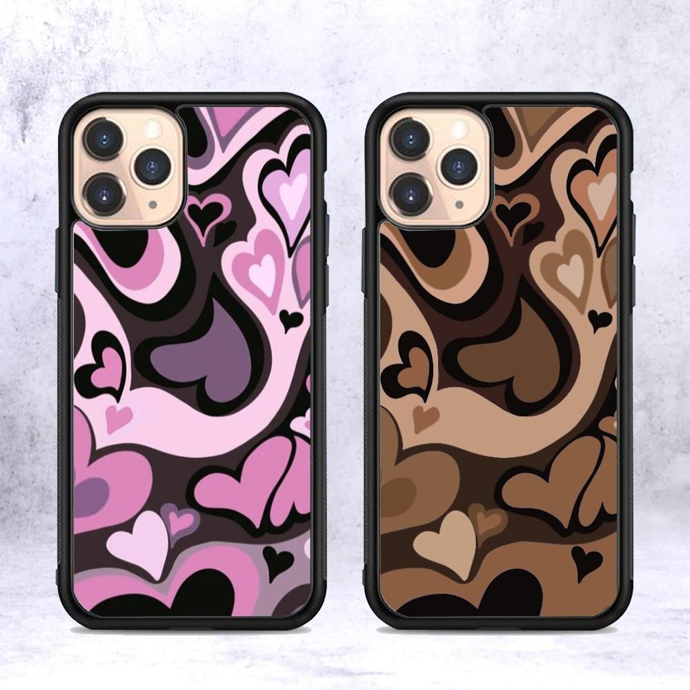 Heart Circle Phone Case Silicone PC+TPU For For iPhone 11 12 13 14 15 16 Plus Pro Max Cover