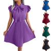 Damen Faltenkleid mit Bindegürtel für Frühling und Sommer - Elegant