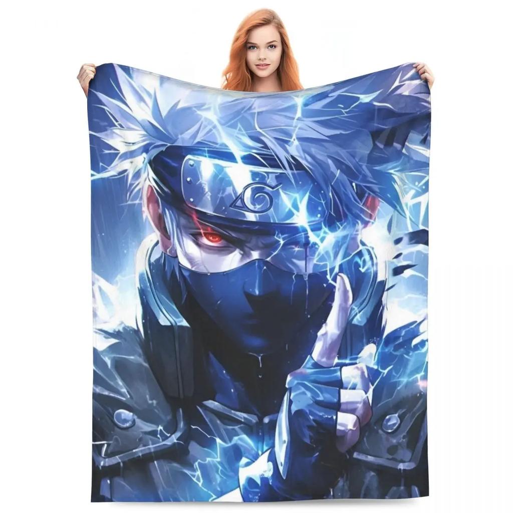 Japanese Anime Graphic Blankets N-Narutos Flannel Novelty Soft Throw Blankets for Home All Season