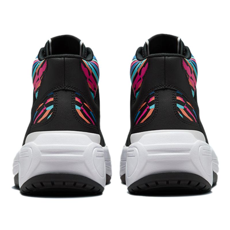 Converse Weapon Series CX Leather Mid-Top Vintage Basketball Shoes Unisex Black and Colour Stitching