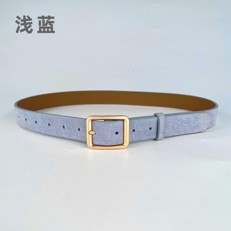 Frosted Suede Leather, Genuine Leather Women'S Belt, Cowhide Retro Simple With Casual Pants, Jeans Belt 2.3