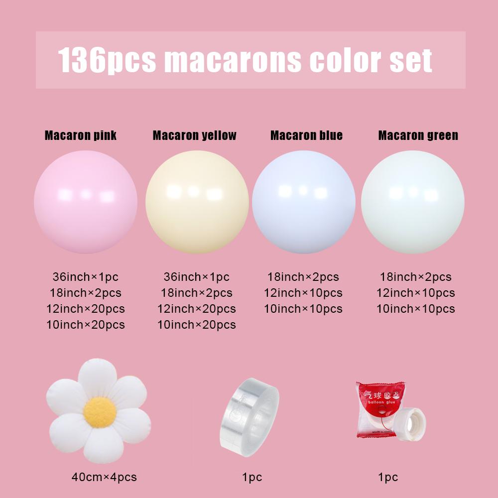 

Daisy Balloon Garland Arch Set 136pcs White Flowers Macaron Pink Yellow Blue Balloon Birthday Daisy Theme Wedding Party Decor 1set