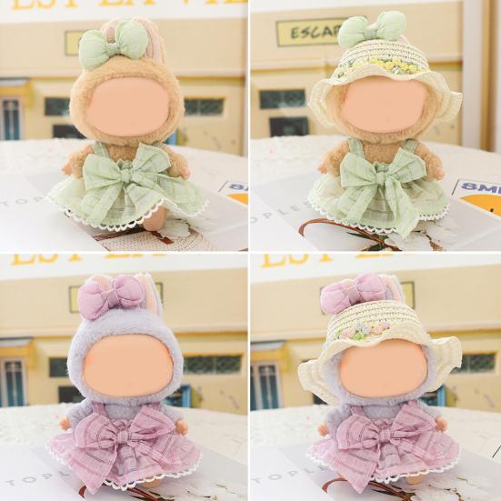 Doll Clothes for 17cm La Bubu 2-Piece Set Hair Clip Floral Dress Outfit Floral Hairpin Doll Accessory