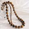 French Natural Boutique Tiger'S Eye Stone Design Double-Layer Necklace Collarbone Chain Female