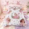 Floral Fairy Bedding Set,Butterfly Fairy Duvet Cover for Girls Room Decor,Cute Flower Bed Set Sweet Princess Duvet Cover 2Pcs