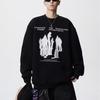 Retro Character Printed Crew Neck Sweater Men and Women the Same Autumn Trendy Couple Loose Versatile Pullover Top