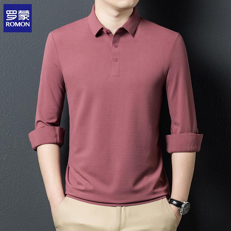 

ROMON Men s Solid Color Long-Sleeve Polo Shirt LMT5073 185