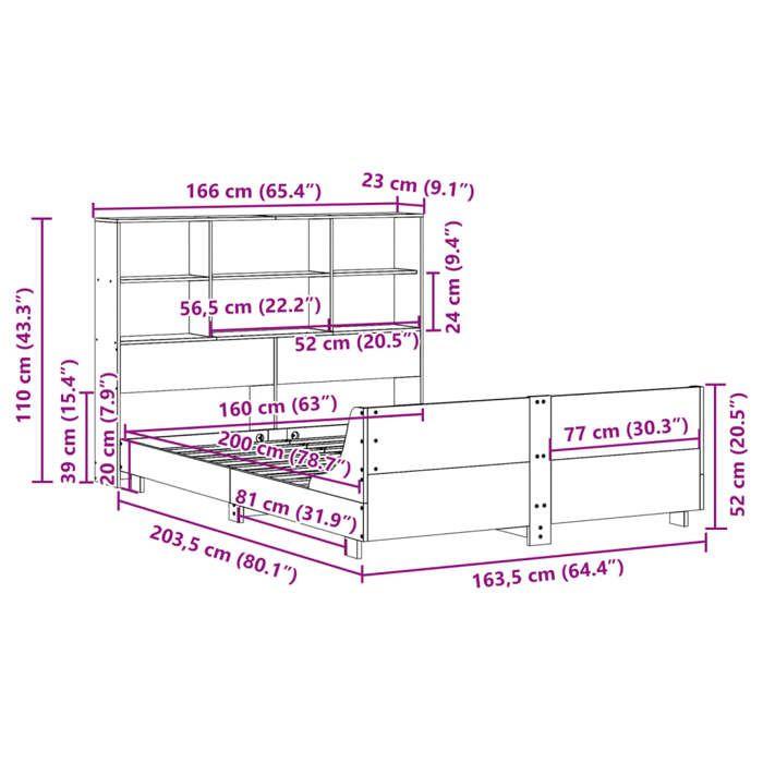 VidaXL Cadre de lit sans matelas cire marron 160x200cm bois pin massif 3323685