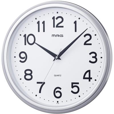 MAG Wall Clock Analog Magmar Silent Continuous Second Hand Silver W-759SM-Z