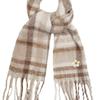 GRAVER [UNISEX] Flower Dot Embroidered Bold Check Muffler_Beige