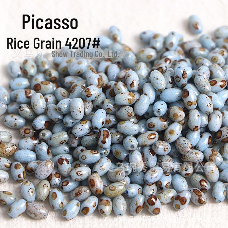 Picasso 4x6mm Ovale Reisperlen für DIY Armbänder & Halsketten