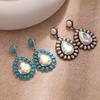 Diamond Turquoise Earrings Retro Western Ethnic Style Alloy Exaggerated Water Drop Earrings Bohemian Earrings
