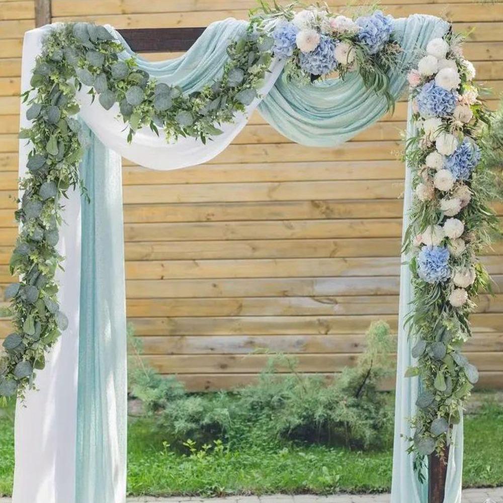 2 st Eukalyptusgirlang 2 m Grönska Girlang Grön Girlang Konstgjorda Falska Silverdollar Eukalyptusblad Rankor för Bord Hem Bröllopsfest Dekor