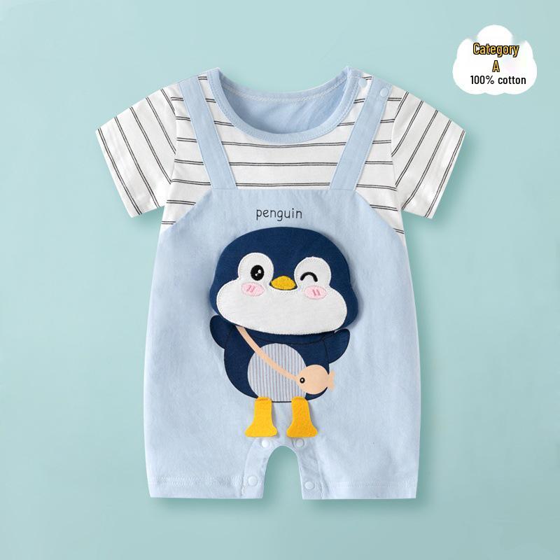 Voyex Zomer Rompertje met Korte Mouwen van Puur Katoen voor Baby's - Kinder Cartoon Kruip Bodysuit 66 cm