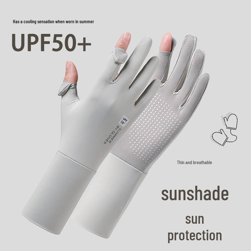 Women's Ice Silk Sun Protection Gloves - Extended, Breathable, Anti-UV, Non-Slip Cooling Sleeves with Flip-Top