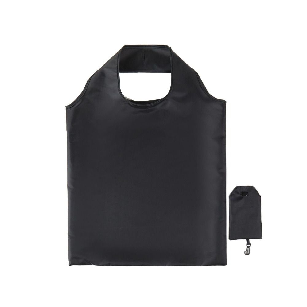 

Eco-friendly Solid Color Shopping Bag Polyester Grocery Purse Portable Supermarket Bag for Home чёрный