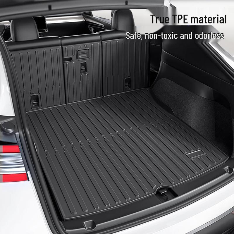 Tesla Model Y Trunk and Front TPE Mat Set - One-Piece Rear Tail Box Mat Accessory