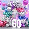 141Pcs Metallic Balloon Garland Arch Kit Disco Dance Party Decorations with Chrome Blue Red Purple Silver Disco Ball Balloons for 80s 90s Themed