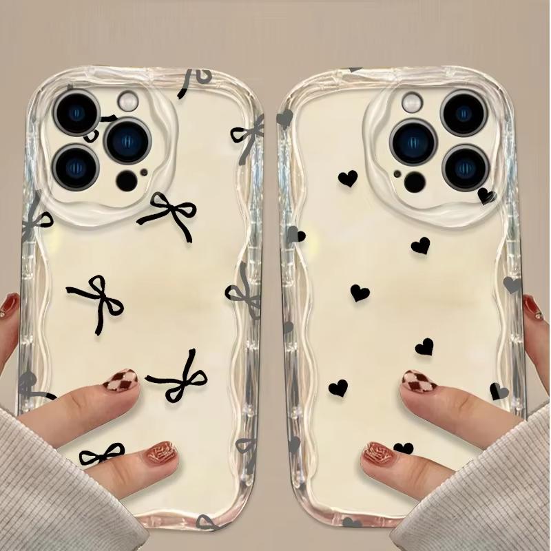 Zwarte Strik Hart Telefoonhoesje voor Samsung Galaxy A56 A55 A36 A35 A26 A25 A15 5G A24 A23 A22 A52 A52S A71 A72 4G Siliconen Cover