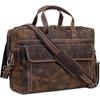 Vintage Men Leather 17" Laptop Briefcase Travel Overnight Shoulder Bag Satchel