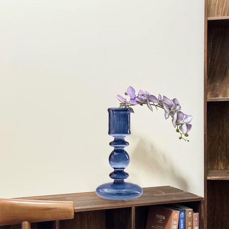 1PC Tabletop Ornament Ins Style Glass Vase Light Luxury Style Candlestick Arrangement Living Room Dining Room Multi-Style