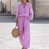New Style Casual Collar Long-sleeved Shirt and Long Pants Women's Set