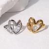Fashionable Romantic Love Ring Couple Neutral Zircon Hollow Out Heart-Shaped Stainless Steel Open-Ended Rings Prom Accessories