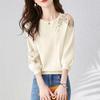 Women's Sweet Floral Hollow-Out Knit Pullover Top