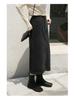 Retro Korean Style High-Waist Slimming Denim Midi Skirt with Split for Women