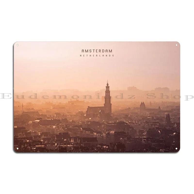 Amsterdam Metal Plaque Poster Customized Bar Cave Party Wall Mural Retro Tin Sign Poster 20x30cm(7.8x11.8inch)