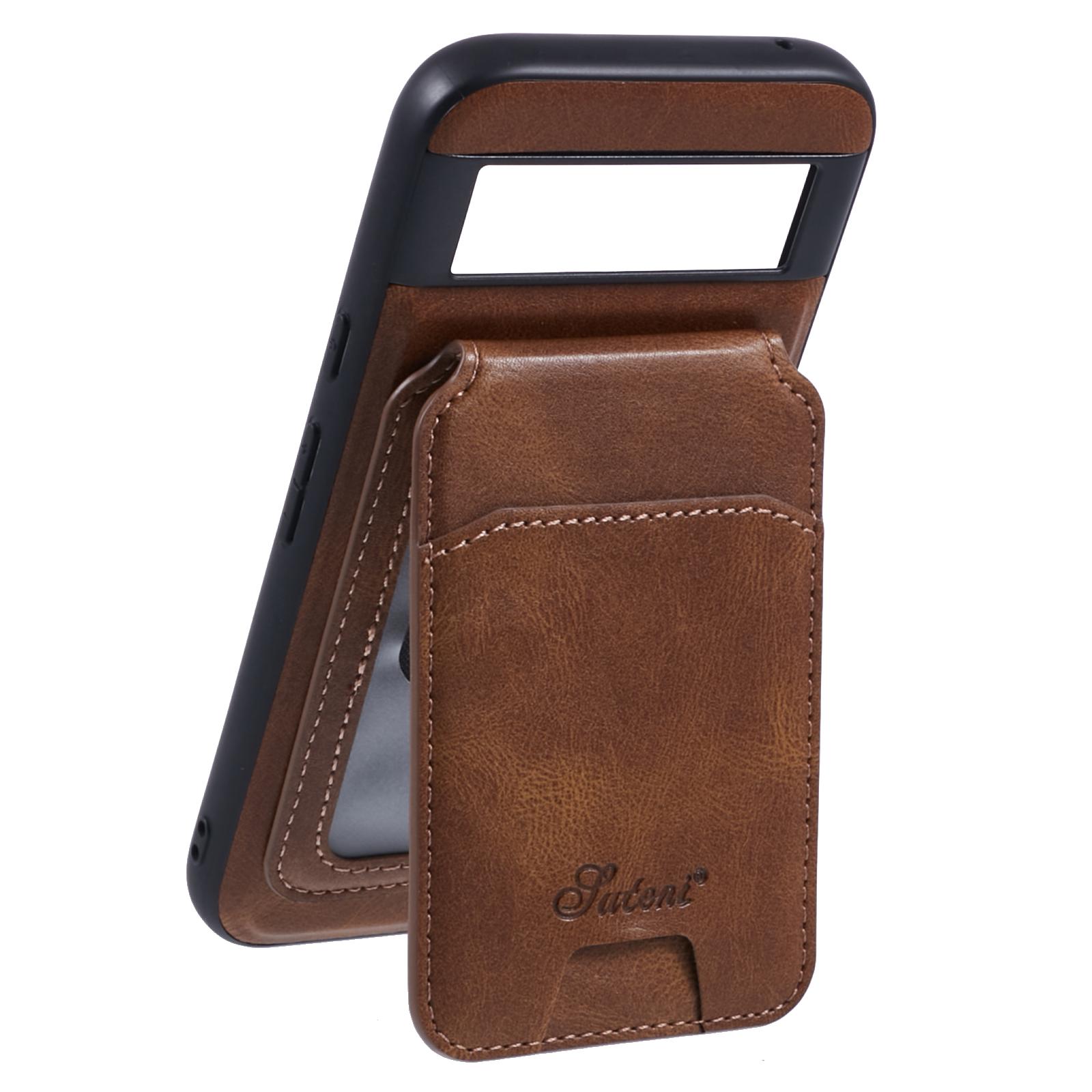 

SUTENI H15 For Google Pixel 8a Case Compatible with MagSafe Detachable Card Holder Phone Cover Brown