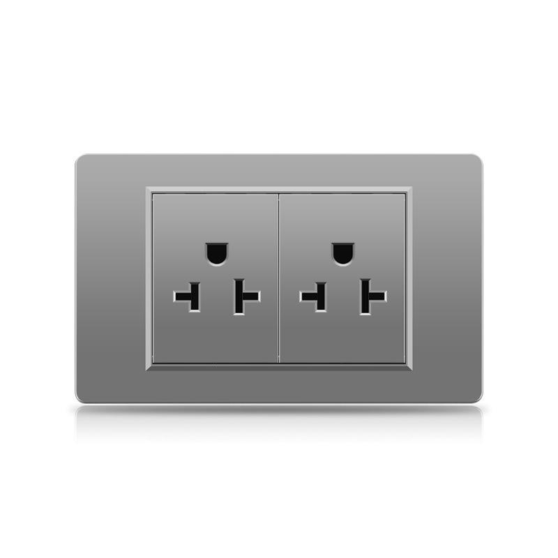 118 Type Switch Six-Hole Gray Wall Socket with Type-C 20W, Thai Style & PC Panel, Taiwan Socket